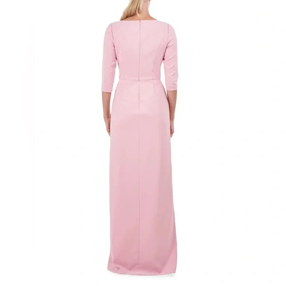 Kay Unger Long Sleeves Margerite Pleated Column Gown Size 12 - Picture 4 of 15